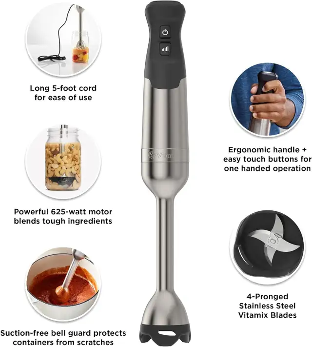 Vitamix 5-Speed Immersion Blender Stainless Steel 625 Watts in General Electronics in City of Toronto - Image 6