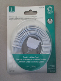 25 foot phone cord with dual jack (new still in pkg)