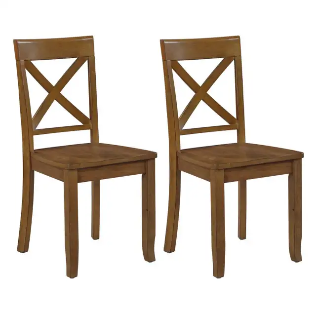 DUHOME Walnut Wood Country Farmhouse Cross Back Dining Chairs in Chairs & Recliners in Markham / York Region - Image 3