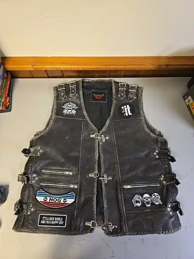 Motorcycle Biker Vest Vintage Euro Star SBI Check Pictures Large, View more