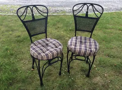 Pair Vintage Hollywood RegencyRope Tassel Iron Side Chairs, View more