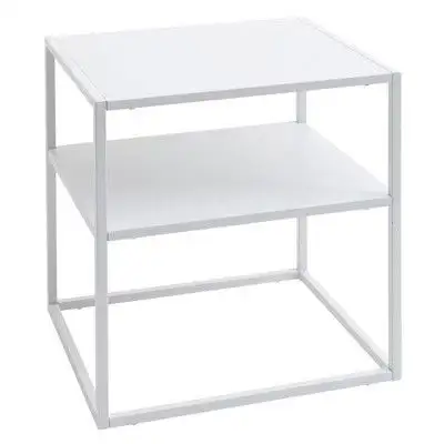 Two Contemporary White Metal Nightstands $200, View more