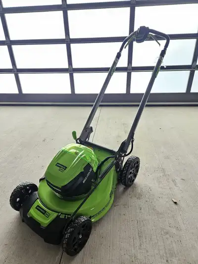 Greenworks self propelled 21" lawn mower + 16" brushless trimmer, View more