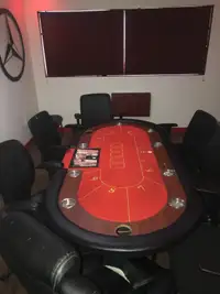 Foldable Poker Table with chips and chairs
