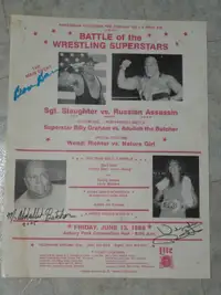 Vintage Wrestling poster signed by Abdullah Wendi Richter BamBam