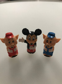 3 X “Walt Disney Prod.” 1970s Mickey/Red & Blue Pigs Pencil Tops