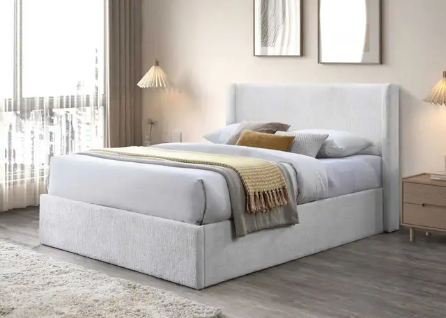 Boucle Upholstered Hydraulic Platform Bed with Hidden Storage64520010270723123