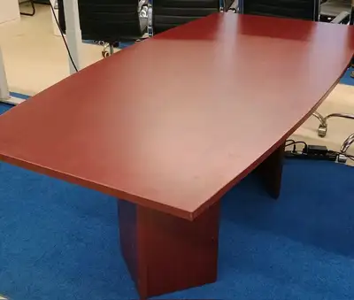 6' Boardroom Table, square end, Mahogony tone, wood, View more