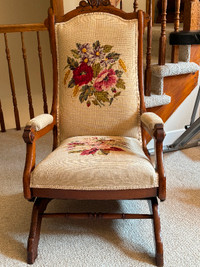 Vintage rocking chair with embroidery
