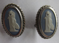 Vintage Sterling Silver Earrings Wedgwood Jasperware