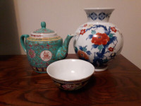 Beautiful Old Vintage Vase+Bowl+Teapot