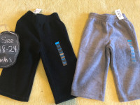 2 PAIRS BRAND NEW BOYS FLEECE PANTS GREY AND BLACK -18-24 MONTHS