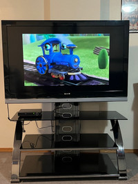 Sony TV and glass stand