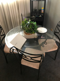 Glass top dining table set
