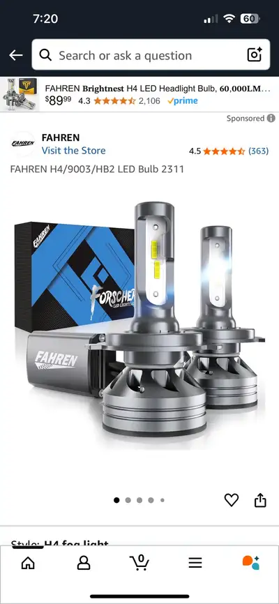 Light up the night with these Fahren H4/9003/HB2 LED Headlight Bulbs, boasting 60,000LM for superior...