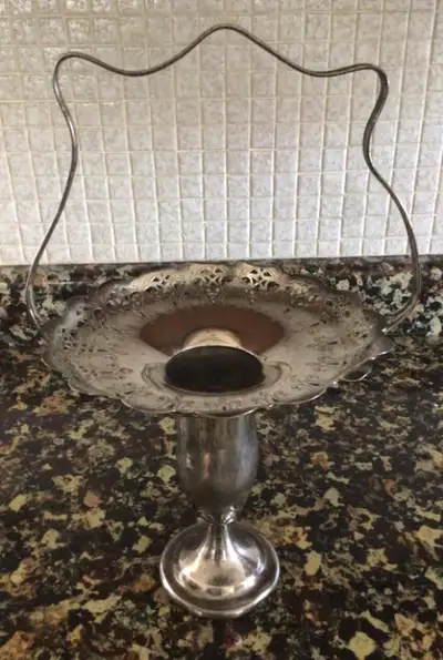 ANTIQUE VINTAGE WM. A. ROGERS SILVER BASKET VASE, View more