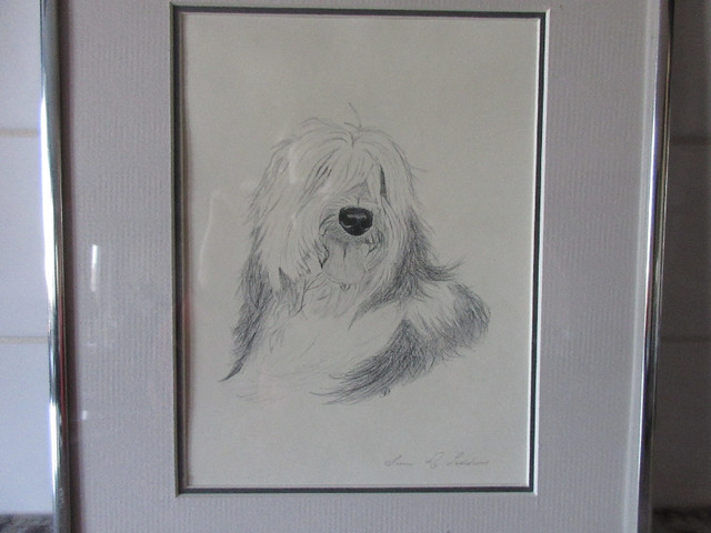 Old English Sheepdog Framed Sketch in Arts & Collectibles in St. Albert - Image 3