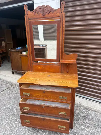 Free delivery antique Vintage Oak Dresser with Mirror, View more