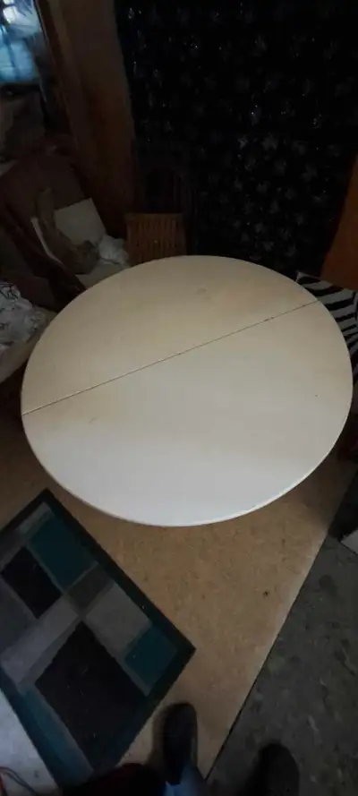 ROUND WOODEN TABLE WITH 2 LEAVES, View more