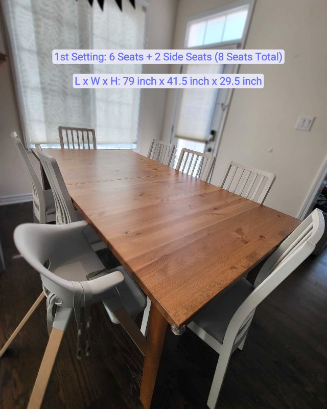 Extandable Wood Table (6-12 Seats) Good Condition (Excl Chairs) in Dining Tables & Sets in Oakville / Halton Region