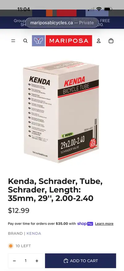bike inner tube Kenda 29 x 2.0-2.4, View more