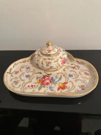 Limoges vintage porcelain vanity or desk set,, View more