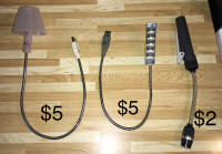 Lampes à DEL (2 USB et 1 à piles) ($2 et $5)