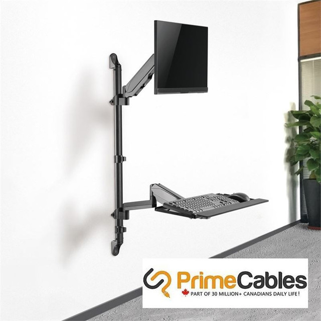 PRIMECABLES Sit-Stand Wall Mount Workstation - Black in Other in City of Toronto - Image 3