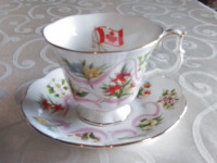 FINE BONE CHINA CUP AND SAUCER - CANADA'S FLOWERS - ROYAL ALBERT
