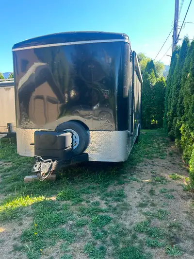 Converted 20' by 8' 10,000# toy hauler, extra 1' height over average cargo trailer. Room and weight...