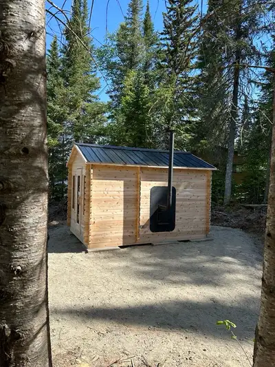 10,000 + hst -Delivered and installed onsite -External load wood stove -Changeroom -Metal roof -Supe...
