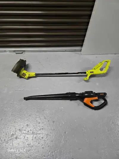 leaf blower whipper snipper lawnmower all battery power, View more