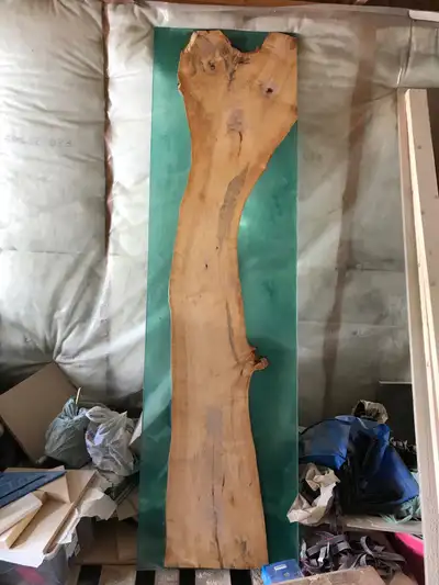 Elder maple wood slab with epoxy. The epoxy is approximately 3/4” thick, and the wood is approximate...