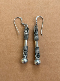 Vintage Sterling Silver Rope Earrings from Mexico