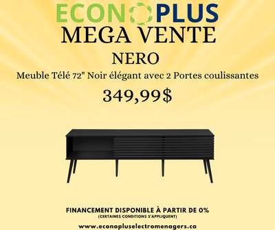 Econoplus NERO Meuble Télé 72" Noir élégant $349.99, View more