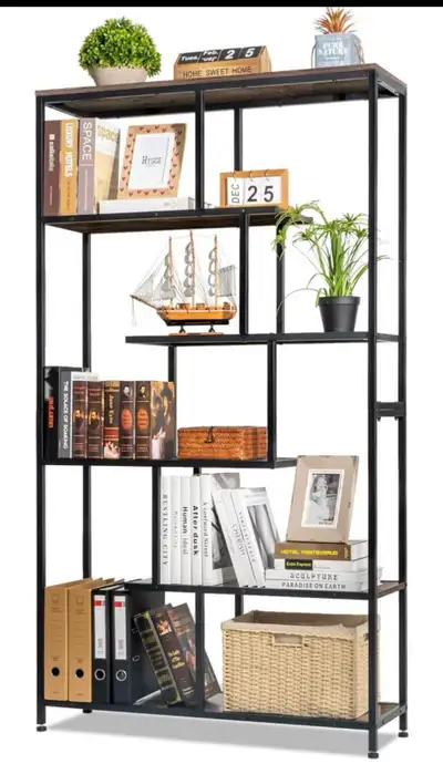 Rustic 6 Open Shelves Bookcase, Standing Book Shelf Display Book, View more