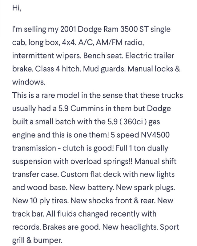 2001 Dodge Ram 3500 single cab, dually - rust free! in Cars & Trucks in Calgary - Image 4