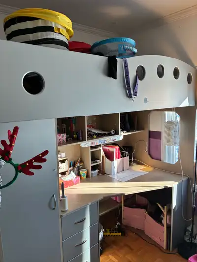 Lit mezzanine avec bureau et rangement , View more