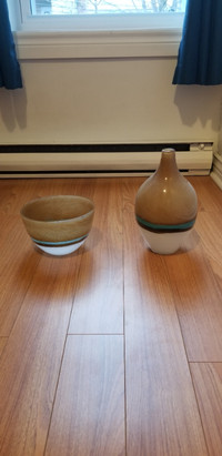 vase et bol en verre