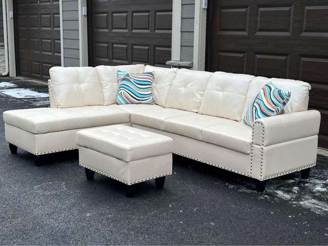 Brand New Leather 6 Seater sectional sofa with studs in Couches & Futons in Mississauga / Peel Region - Image 2
