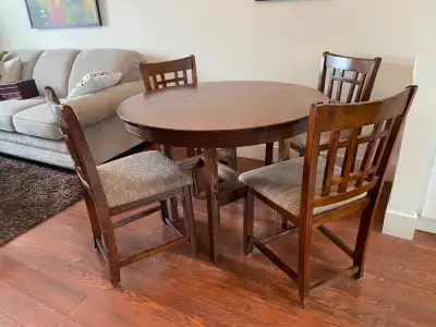 Dining Room Table Solid Wood Round + 4 Chairs, View more