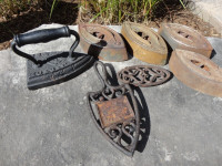 3 Antique Sad Irons & Two Antique Cast Iron Trivets priced below