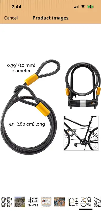 Brand New-Via Velo 5.9' Cable Bike Lock with Mount, View more