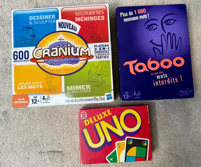 3 Board Games: UNO, Taboo, Cranium