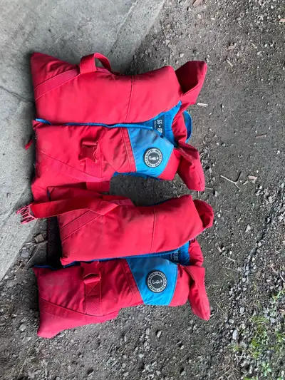 2 Mustang Youth life jackets for $80 total. New Condition. If the ad is up, they are available.