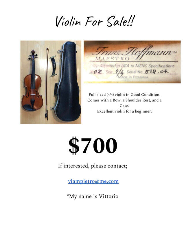 Violin for sale dans Cordes  à Ville de Montréal - Image 2