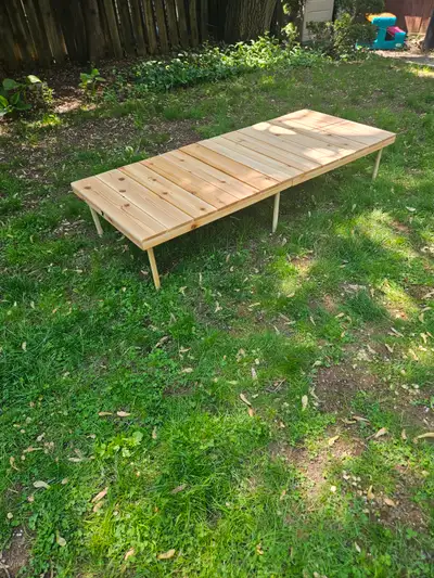 Im offering handcrafted cedar picnic tables. ive designed them so the legs can be removed and stored...