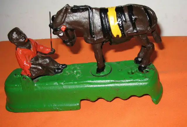Vintage Kicking Horse - Mule Mechanical Cast Iron Coin Bank Rare in Arts & Collectibles in Edmonton - Image 2