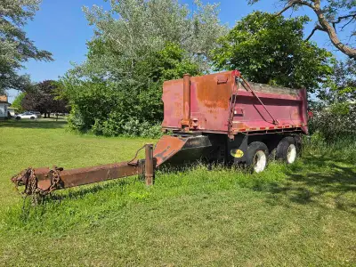 Tandem axle pony pup. 14' steel dump box. Don't know what year it is, don't know what it would take...