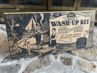 Rare 1920's A1 Cond Bay West Camping Wash Up Kit, Picnic Cottage